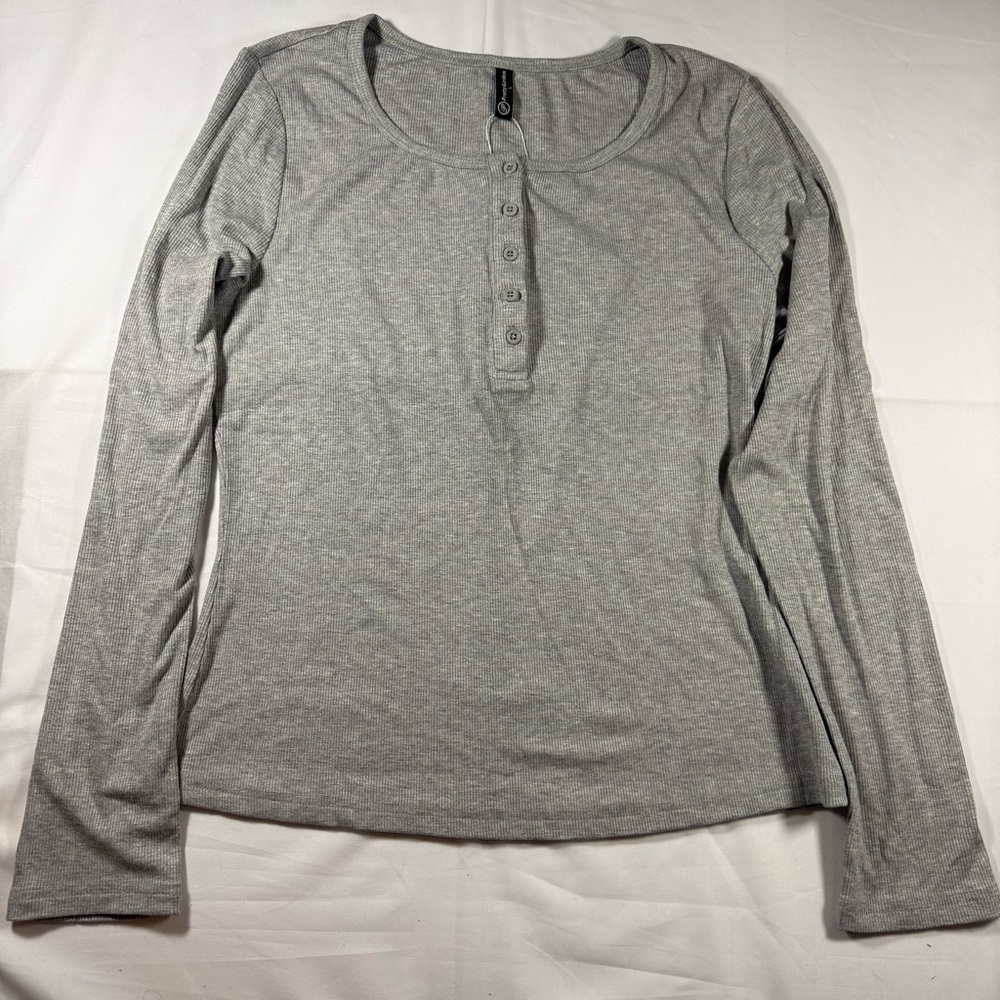 Classic Gray Button Down Shirt for Women New with Tags